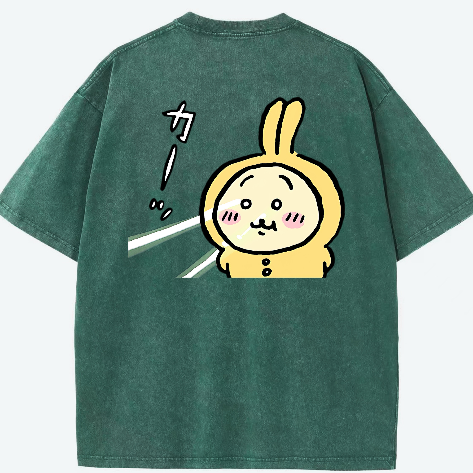 （画像用） ちいかわ うさぎ Chii-kawa usagi 綿100% ヴィンテージ風 半袖Tシャツ（背面プリント）